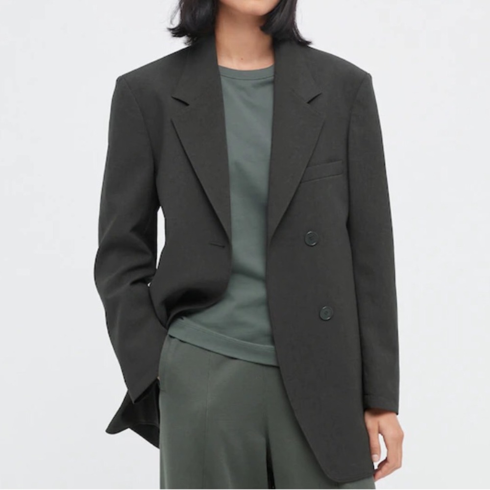 Lemaire Uniqlo U Oversized Boyfriend Two Button Blazer Charcoal Grey M New